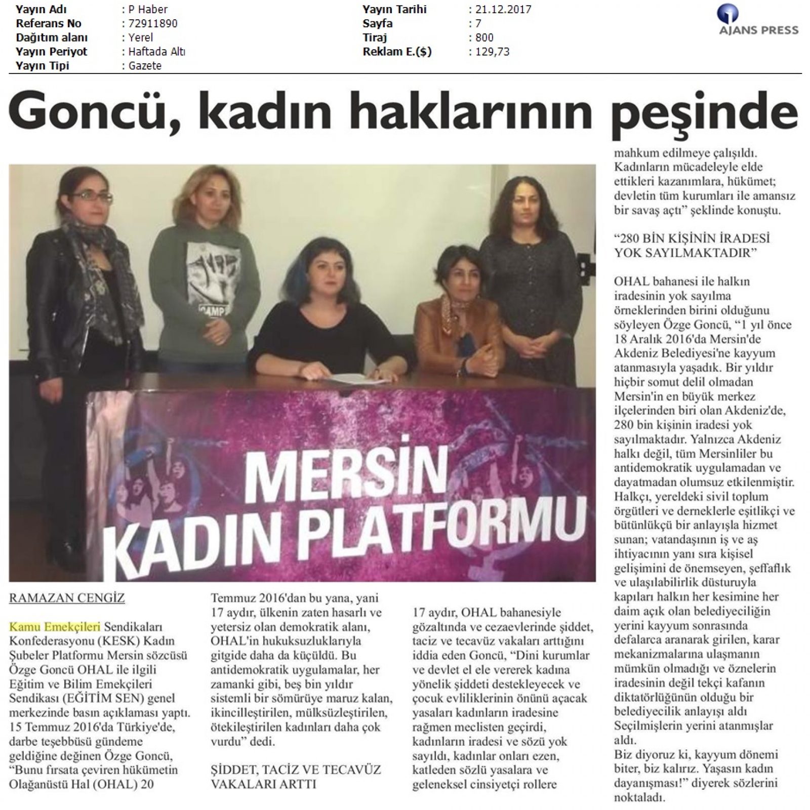 2017_12_21_P Haber_GîncÅ, Kadin Haklarinin Pesinde_72911890_(2)