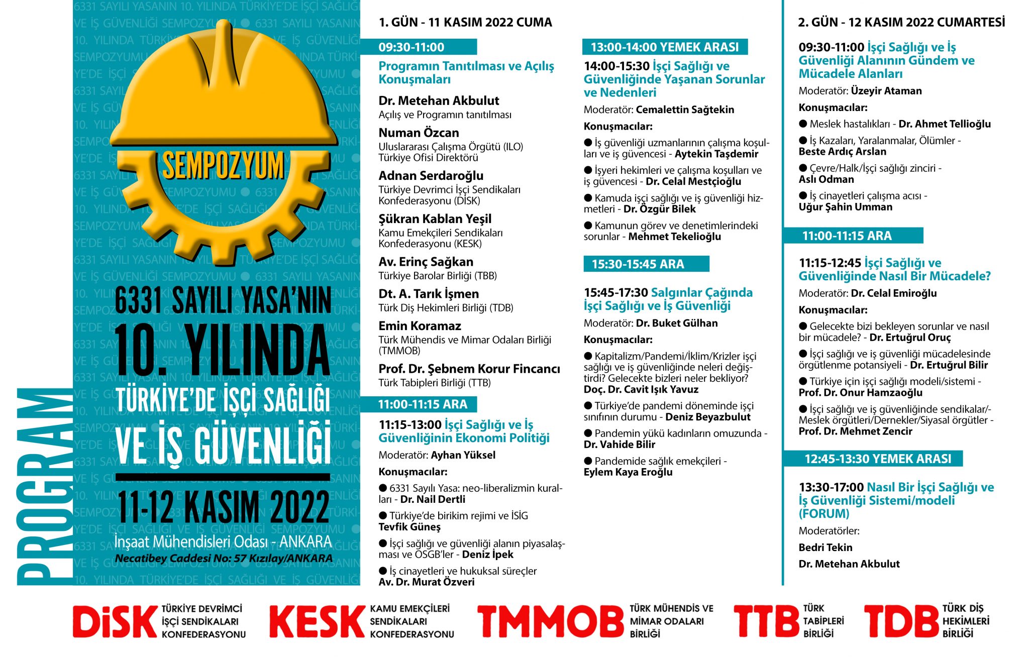 6331 Sayılı Yasa’nın 10. Yılında Türkiye’de İşçi Sağlığı ve İş Güvenliği Sempozyumu