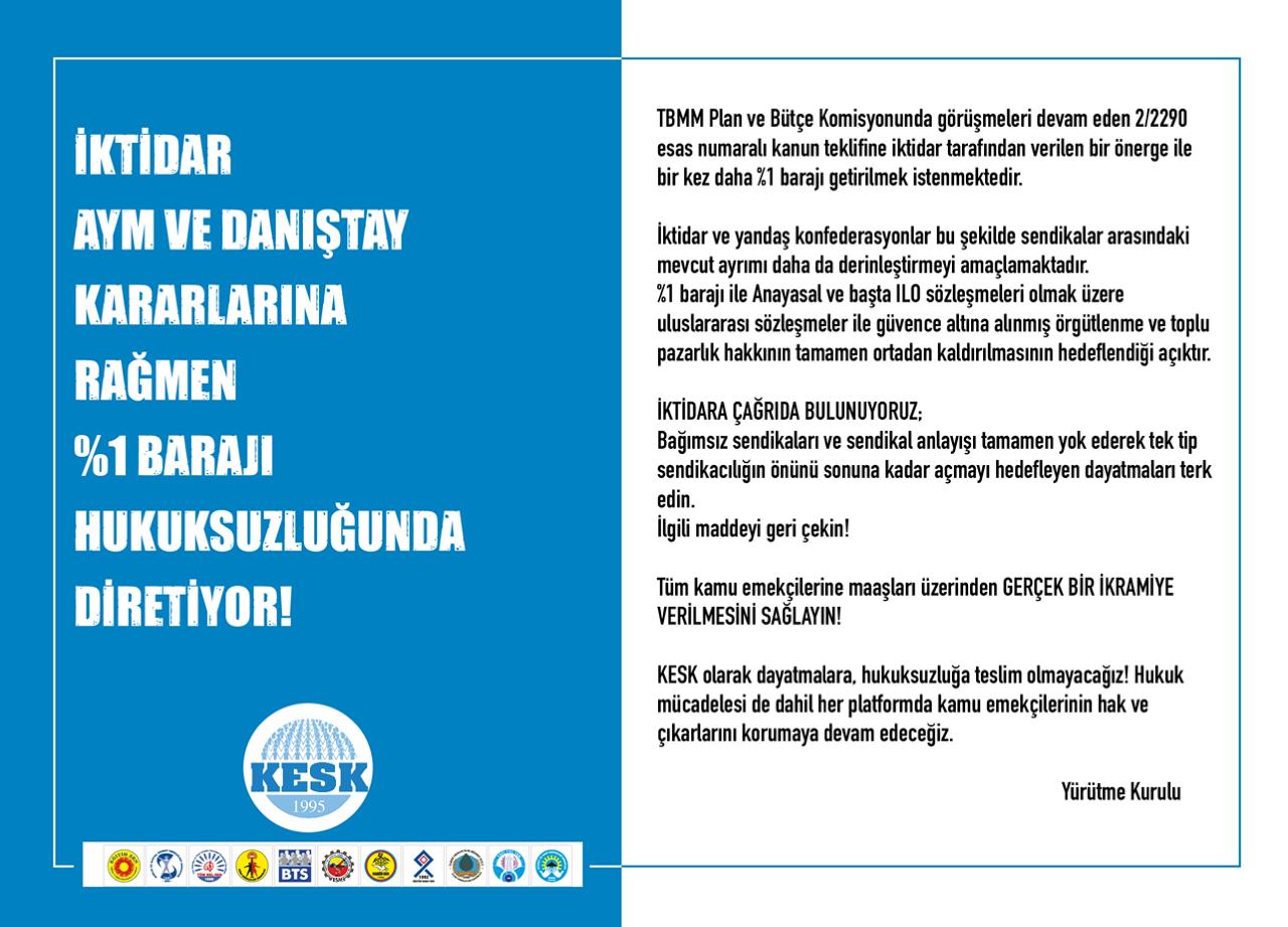 İktidar AYM Ve Danıştay Kararlarına Rağmen %1 Barajı Hukuksuzluğunda Diretiyor!