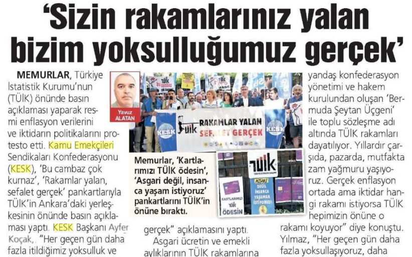 TÜİK eylemimiz gazetelerde